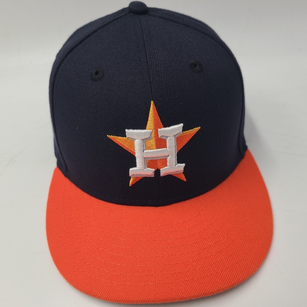 Houston‎ Astros Hat Fitted 7 3/8 New Era 59Fifty Blue Orange MLB Baseball Men